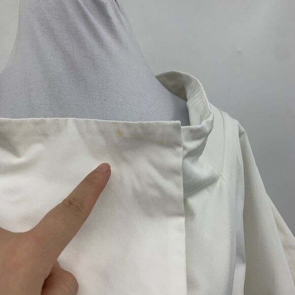 Jarbo Blouse Womens 38 White Crepe Fabric 3/4 Sleeve Tie Waist Tulip Layered - Picture 4 of 15